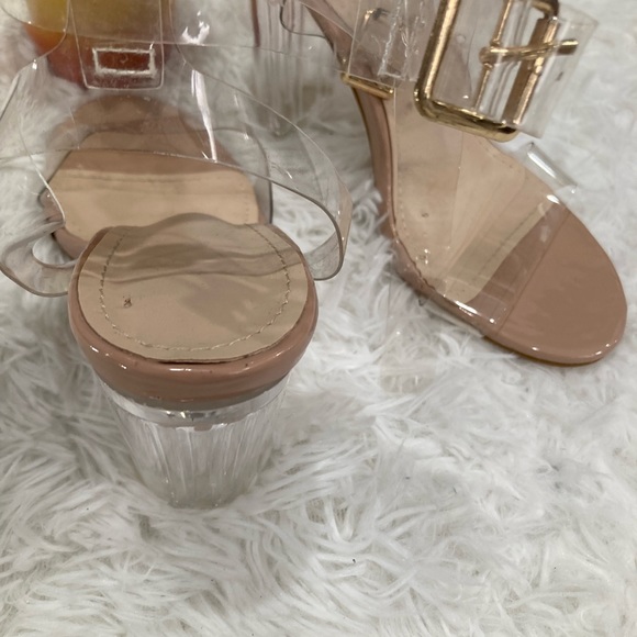 Clear strap heels chunky heel beige - Picture 9 of 10